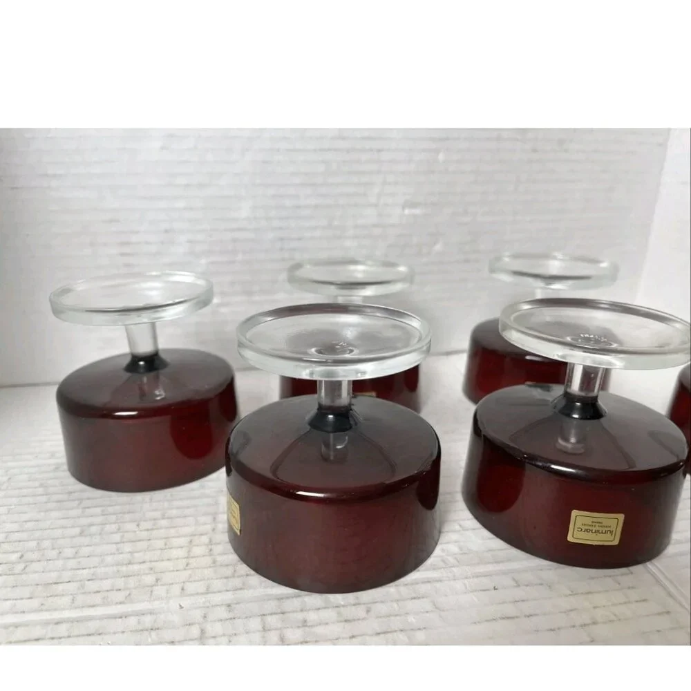 Vintage Luminarc France Ruby Red Glass Dessert Cups Set of 6 Stickered